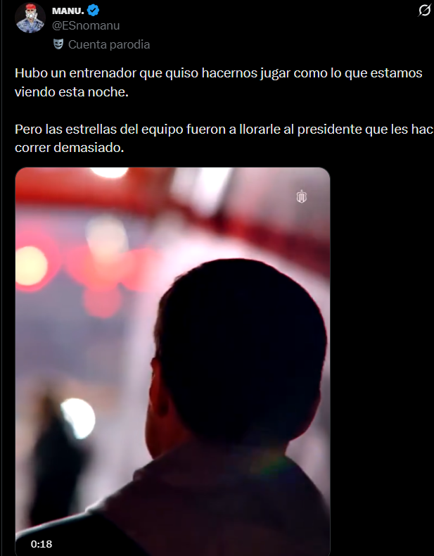 Hubo un entrenador que sentaba a uno de tus mejores jugadores y lo ponia al nivel de Rodrygo .
Hubo un entrenador que contra el paleti decidió poner a Bellingham de titular saliendo de lesion