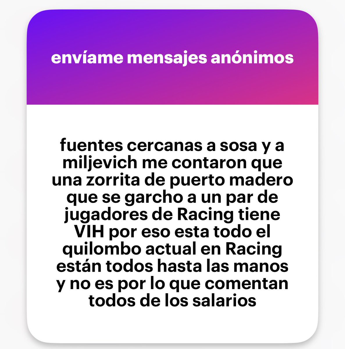 coudet: que equipo de mierda me dejo gallardo, salas no se puede mover, colidio tiene concha, necesito un 9, mis centrales son tarados

la subtrama del racing de costas: