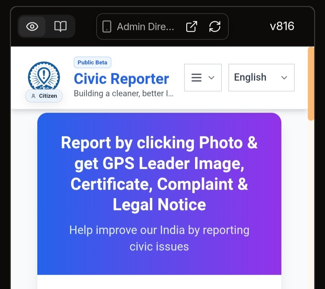 CivicReport_IND's tweet photo. Version 816  and still cooking 🍳 

We’re getting seriously close to the public release of Civic Reporter ( soon --> CallOutIndia )

Built on @caffeineai v3 + $ICP Blockchain,  and honestly, the power and scalability I'm seeing now is on another level.

From reporting civic issues with just a photo → to generating GPS-based leader mapping, complaints, certificates, and even legal notices… everything is coming together exactly how we envisioned.

Still refining. Still pushing. But the foundation is strong now.