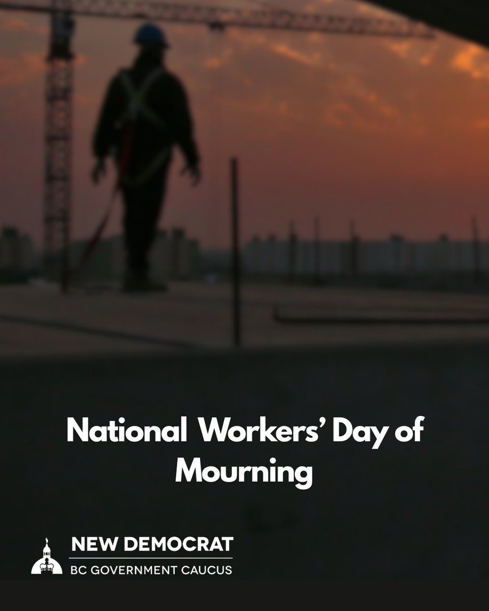 BrittnyAnderso's tweet photo. Every year, on April 28th, we come together across British Columbia and Canada for the National Day of Mourning to honour and remember all the hard-working people whose lives were and continue to be forever changed by injury and occupational illness. https://t.co/mfH5G5orbR