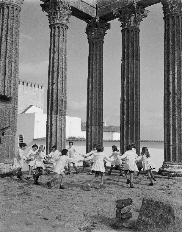 Children playing in the Temple of Diana, 1973, in Évora, Portugal.