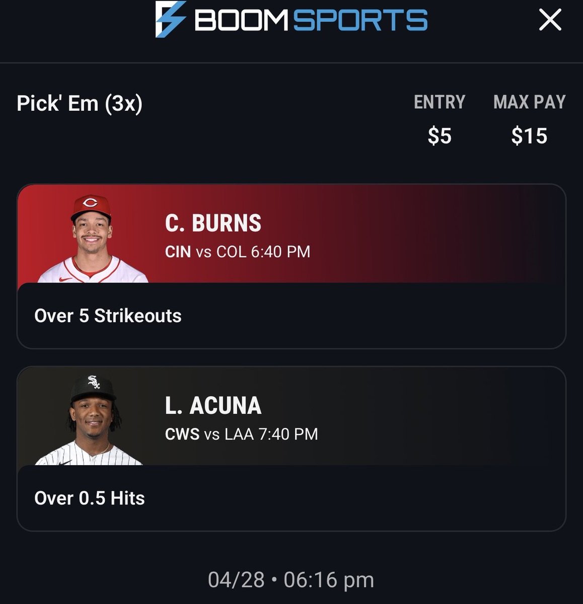 GhostEVplays's tweet image. ⚾️ Boom Fantasy MLB Burns Discount

⚾️+200 (FV +135.03)
+EV: 27.65%
Playing: 0.03 Unit Promo Max

#boom #fantasy #sports #mlb #baseball