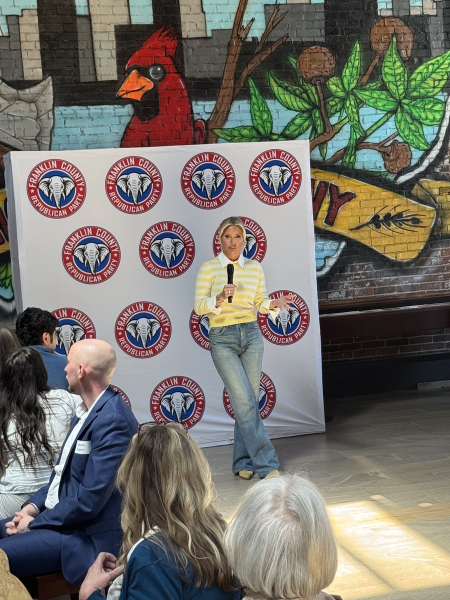 GOPCatholic's tweet photo. The Republican Catholic Coalition was proud to host Savannah Chrisley with the Franklin County Republican Party for a special luncheon. Savannah delivered an inspiring and heartfelt message about Human Dignity to a packed room of supporters! https://t.co/CJZ0xrC5X0
