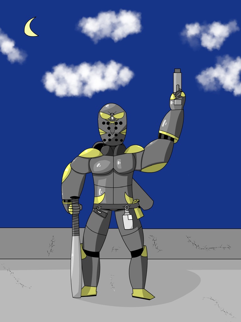 Kyle_TM_Pratt's tweet photo. Art I made of Death Head, Miracle City's greatest Mask, and Conner's mentor.
#ShiningDarkness https://t.co/uA29HWMJ90
