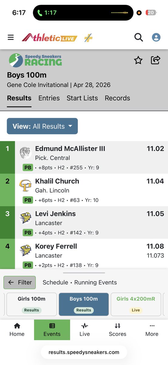 Emac2029's tweet image. 100m — 11.02 (2nd race of the season)
Sub 11 coming soon ⏳🔥
Speed work paying off. #AGTG #TrackSpeed @DJRSwework @coachH2bwill @PCTigerFootball @SWiltfong_ @GregSmithRivals @AllenTrieu @GregBiggins @ChadSimmons_ @Andrew_Ivins @CraigHaubert