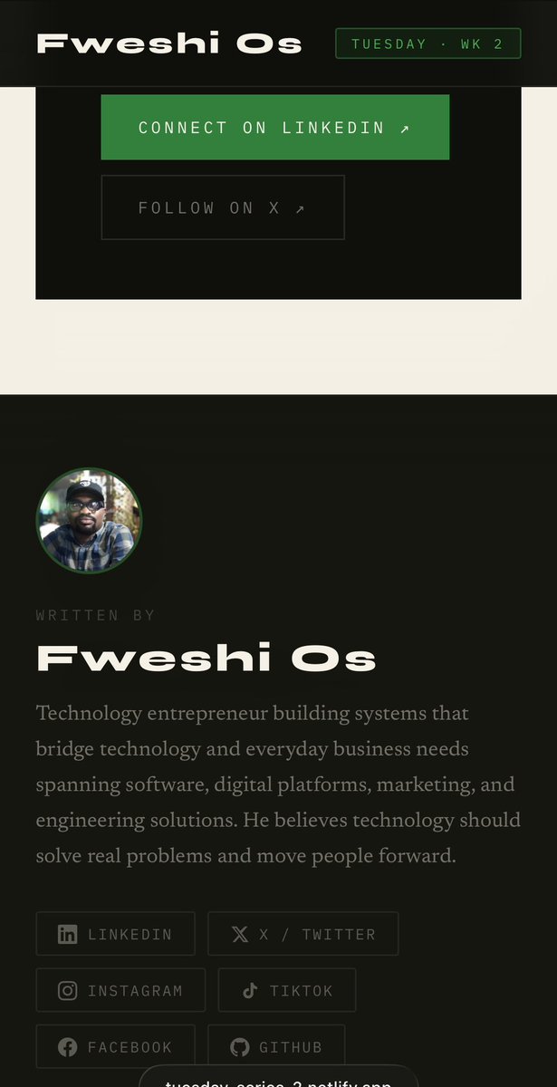 Fweshi_os's tweet image. Stop positioning yourself as someone who knows things. Position yourself as someone who delivers results.

That reframe is worth more than any certification.

Read the full breakdown 👉 tuesday-series-2.netlify.app

#TechCareers #ProblemSolvers #OutcomesNotSkills #TuesdayThread