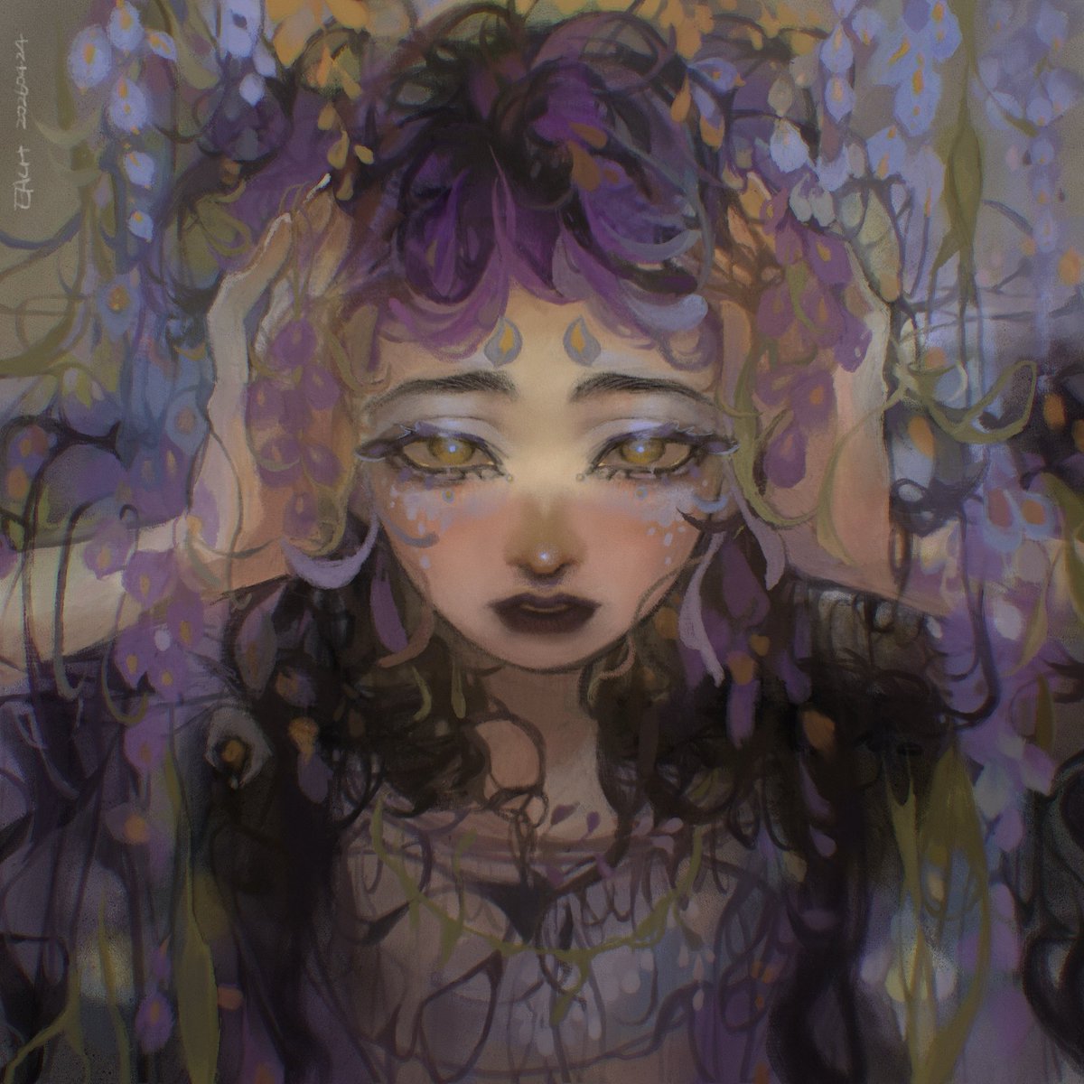eachchch's tweet photo. 藤とシンビジウム

 #illustration  #イラスト  #擬人化 https://t.co/wSie7P6WKy