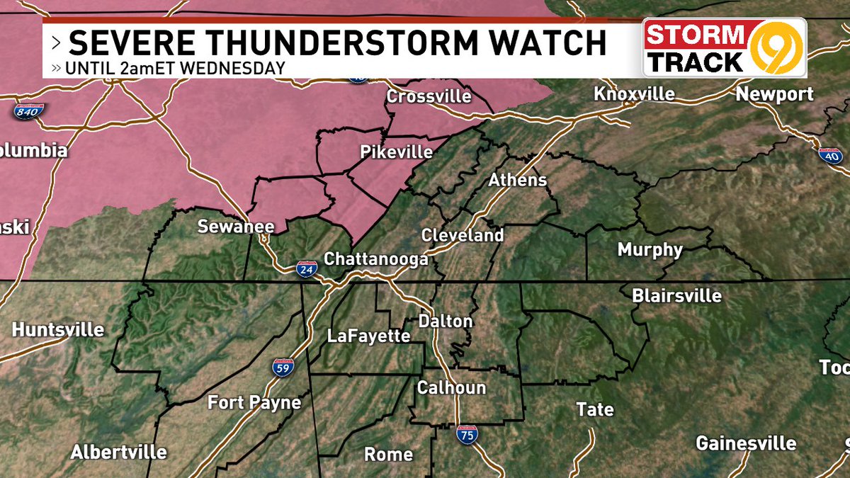 StormTrack9Dave's tweet image. Weather Alert Update (4/28)

Severe Thunderstorm Watch until 2amET Wednesday for local counties NW of Chattanooga.  #CHAwx #Chattanooga