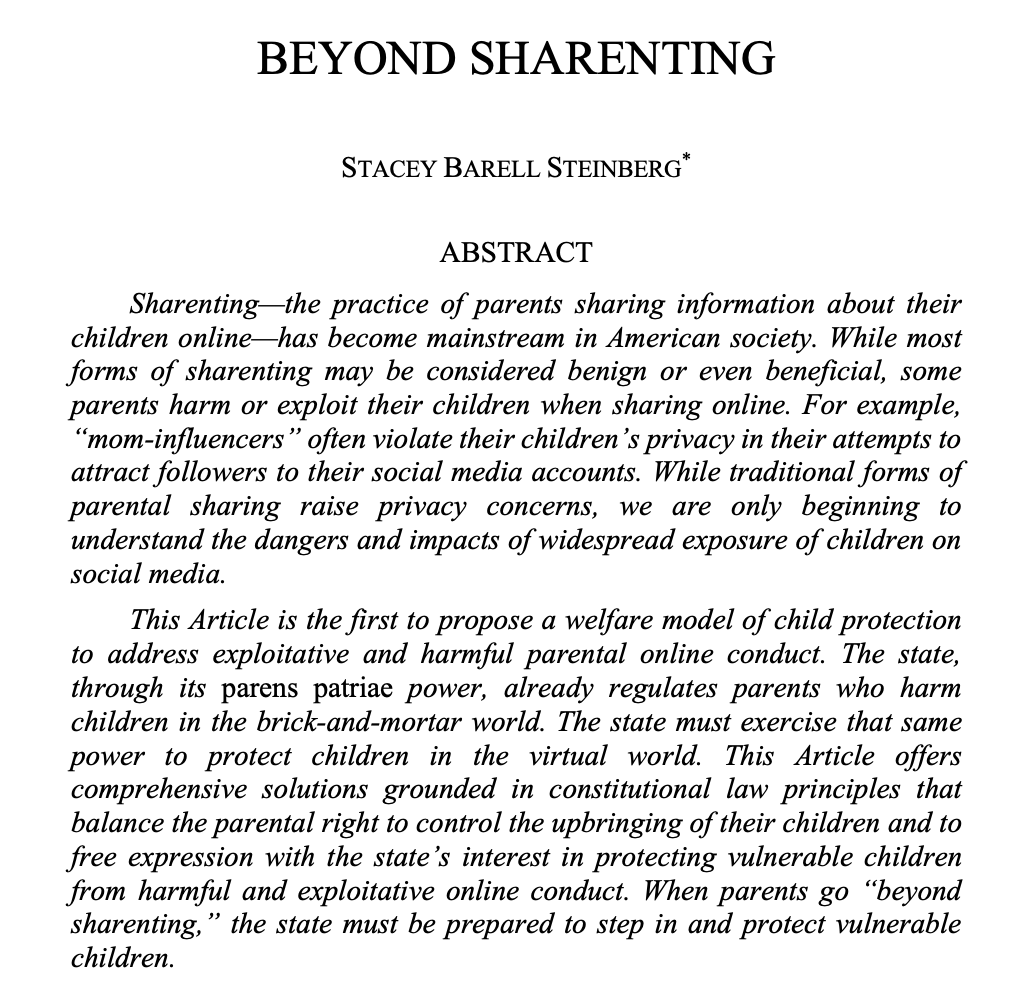 SCalLRev's tweet photo. Presenting "Beyond Sharenting" by Professor Stacey Barell Steinberg of the University of Florida Levin College of Law. Read the full article here: https://t.co/92CRXP4Yt1 https://t.co/KREB1vwsLd