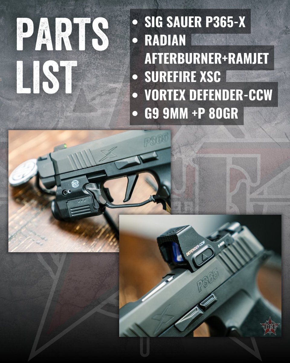 DCFGuns's tweet image. Featured Build: "A Full 365"

@sigsauerinc p365-X
@radianweapons AFTERBURNER+RAMJET
@surefire_llc XSC
@vortexoptics defender-ccw
@g9ammo 9MM +P 80gr

#DCF #Sigsauer #g9ammo #vortexoptics #surefire