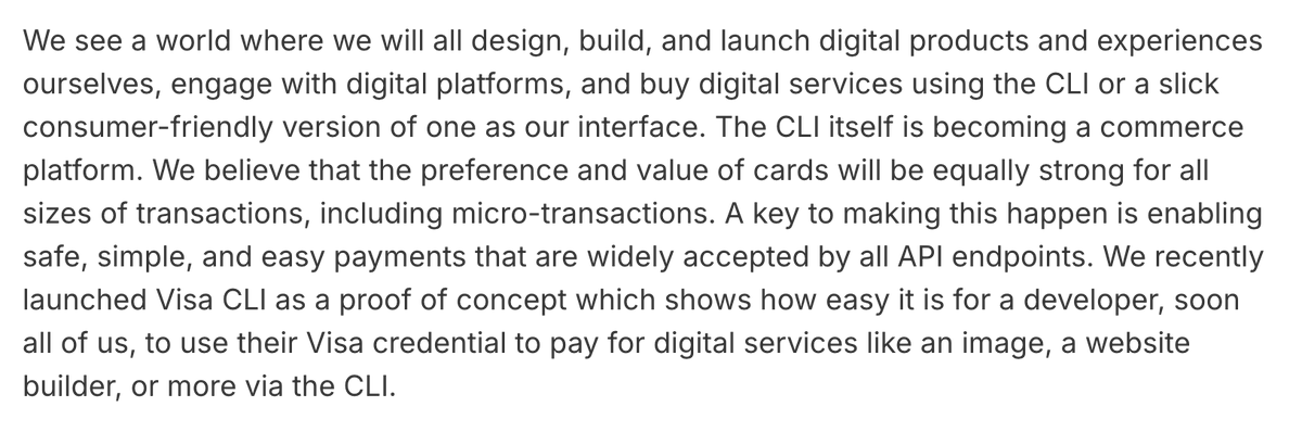 cuysheffield's tweet photo. Visa CEO Ryan McInerney on Visa CLI and our vision for command line commerce during today's earnings call https://t.co/yWCMwljtxO