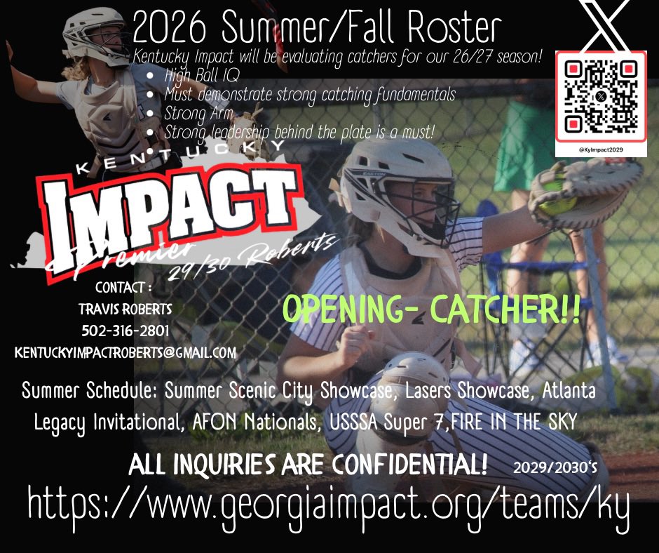 KyImpact2029's tweet image. Impact is searching to add a catcher to our roster. We will entertain summer or fall pending current commitments. All texts/calls are confidential. #MakeAnImpact