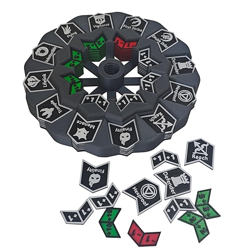 I just received MTG Abilities Keywords Counter Wheel, Black Token Tracker  7.5 inch Diameter,123-Piece Keyword and Life Counter Bulk Tokens MTG, TCG,  Cards Gaming Accessories - Grey from kuntrybumbkin via Throne. Thank