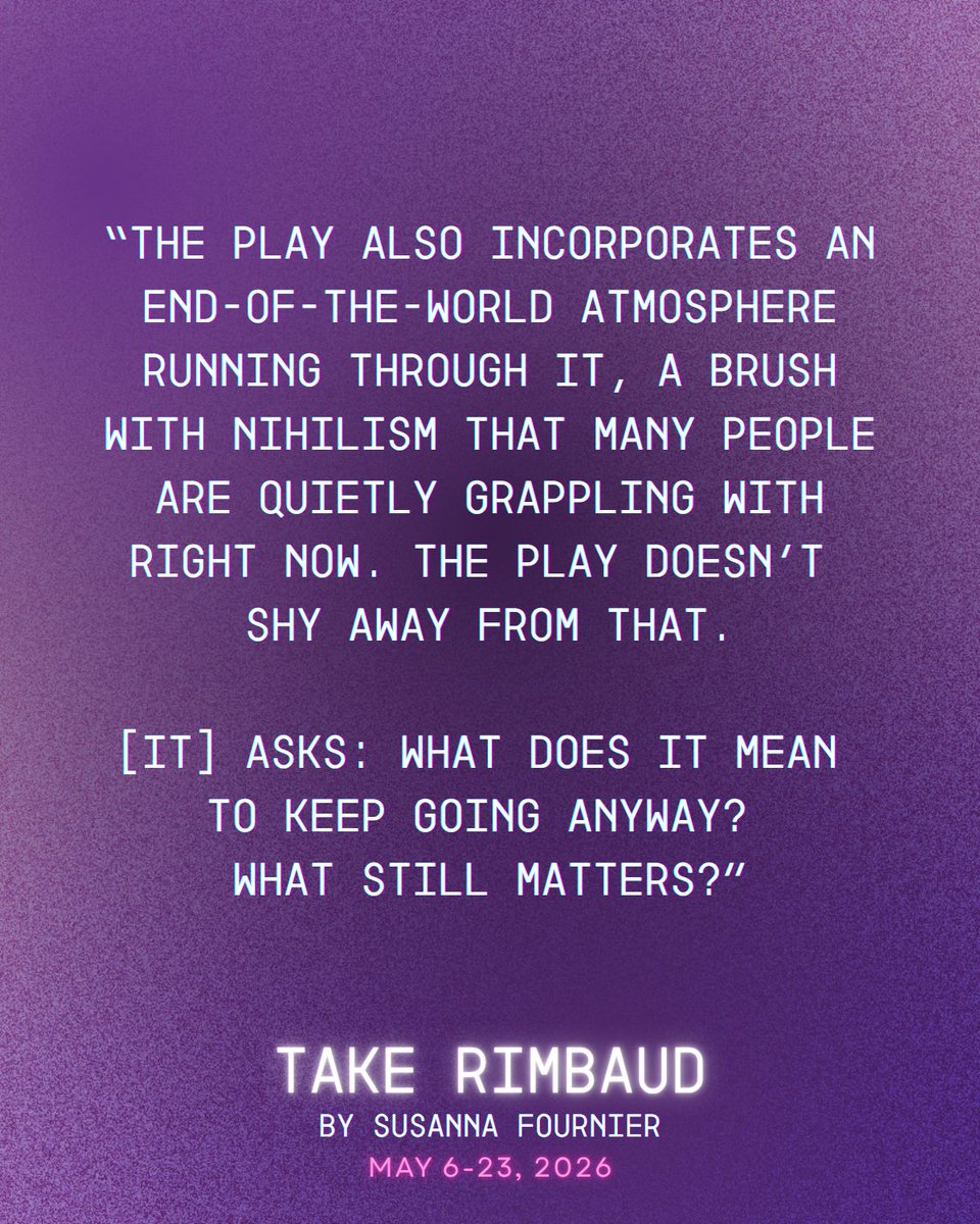 TheHowlandCo's tweet photo. ✍️ Check out the Artist Profile with Howland’s @Ruth_Goodwin as she discusses Sylvia Plath, working with playwright Susanna Fournier, and why TAKE RIMBAUD feels urgent for rightnow. 

🔗 Read more @OurTheatreVoice : https://t.co/VX30F8AWQJ

Performances begin May 6 at Buddies. https://t.co/f0IJ5PjoC7