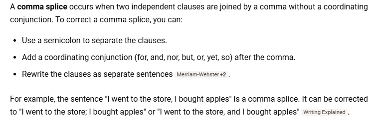 ChildrenOfFire's tweet image. Hmm, well we teach semi colons, so never thought about a comma splice term before #grammar #words