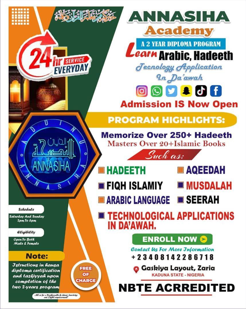 ANNASIHA ACADEMY

Admission is NOW OPEN

WhatsApp: 08142286718 

(NBTE ACRREDITED)