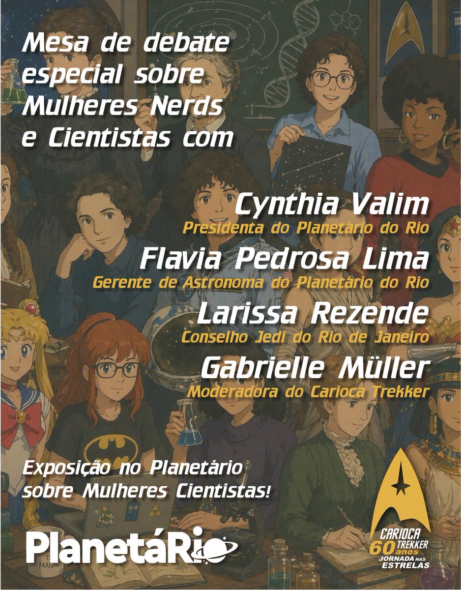 CariocaTrekker's tweet photo. Venha comemorar conosco do Dia do Orgulho Nerd em uma tarde sobre a temática Star Trek: "O Orgulho de Um Legado".
Dentro das comemorações do 60 anos de Star Trek.
Domingo dia 24/05 às 14:30hs no Planetário do Rio. https://t.co/lrlNyI7dX3