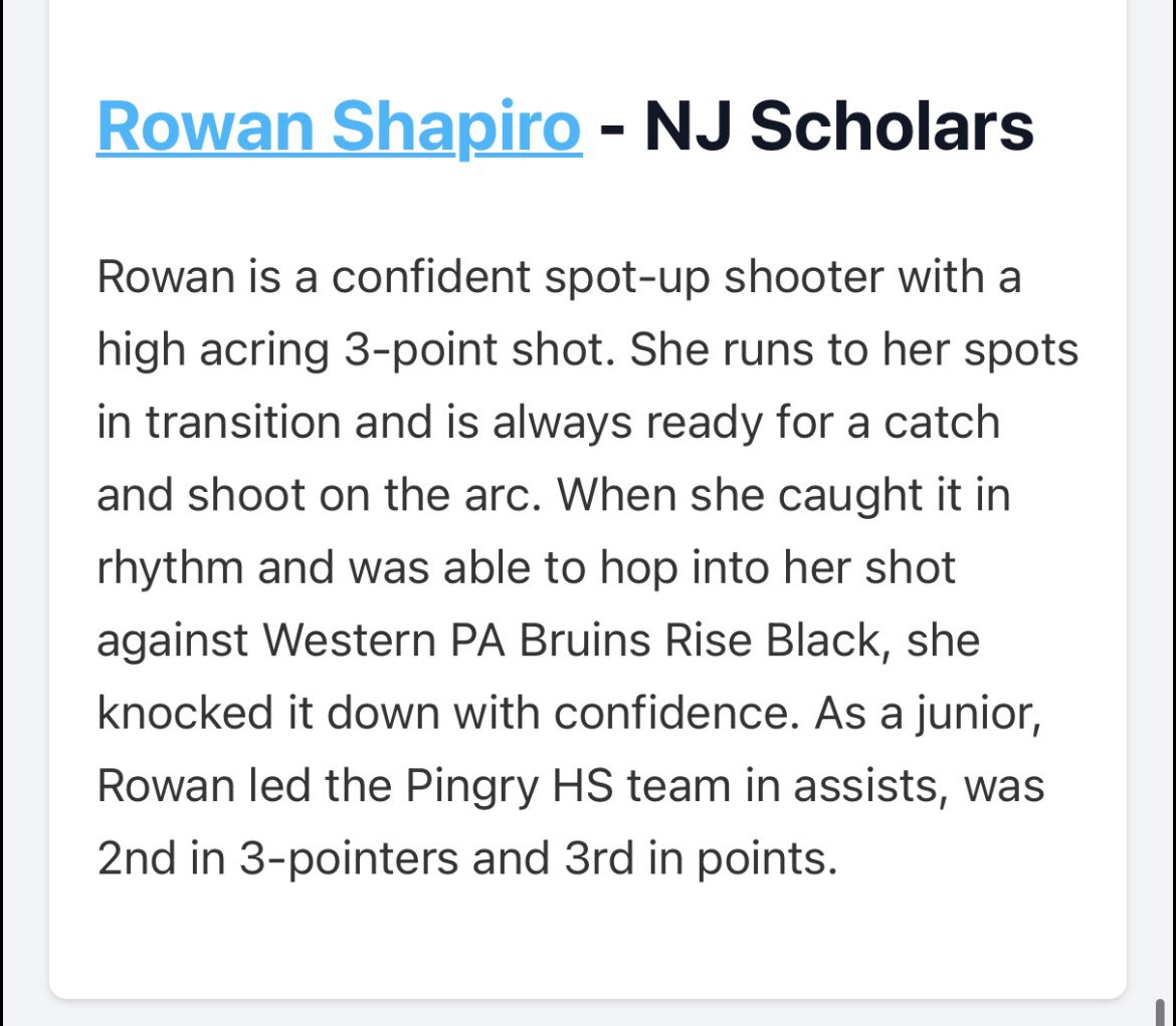 rshap20's tweet photo. Thank you @NNJGirlsHoops for the write up! @mikemillsnc @njscholarsgirls https://t.co/fv6UV2lUOc