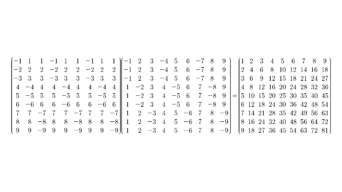 成分ごとの積が九九になる行列の計算