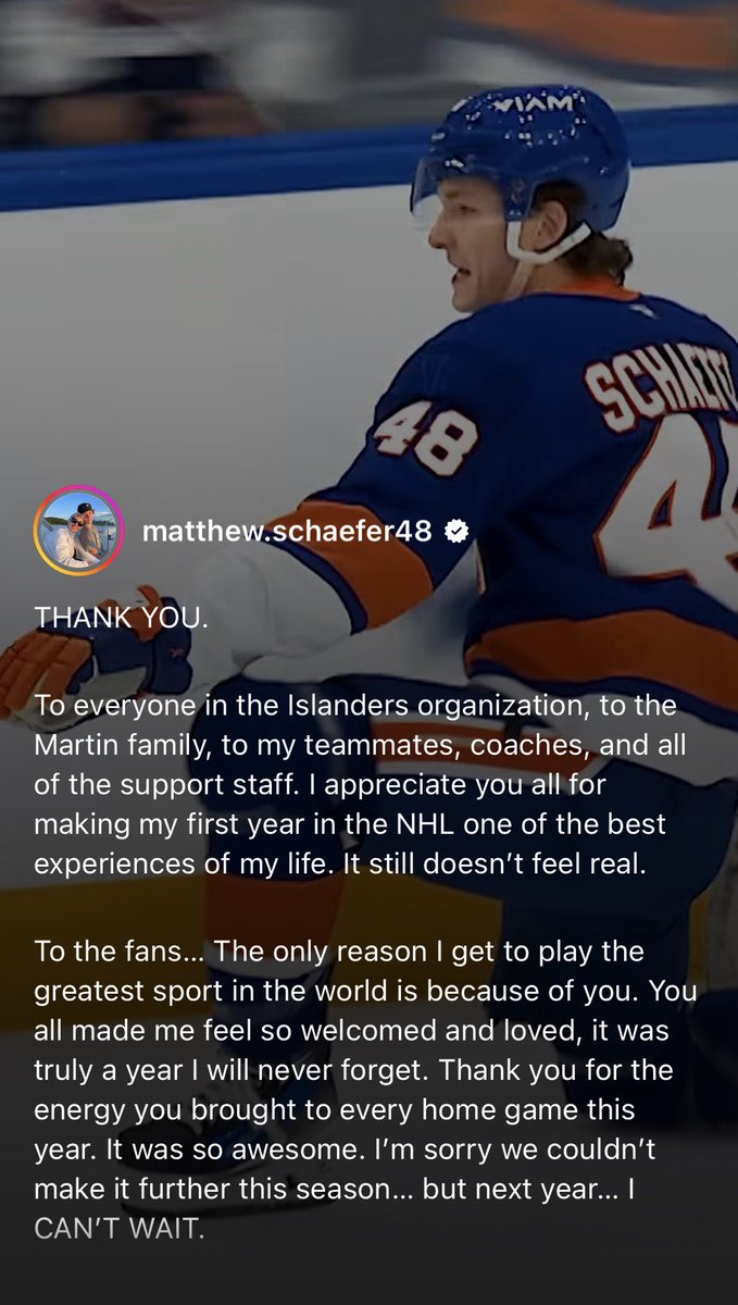 IslesTerritory's tweet photo. A message from Matthew Schaefer to #Isles nation on Instagram https://t.co/T3iPLNJc5J