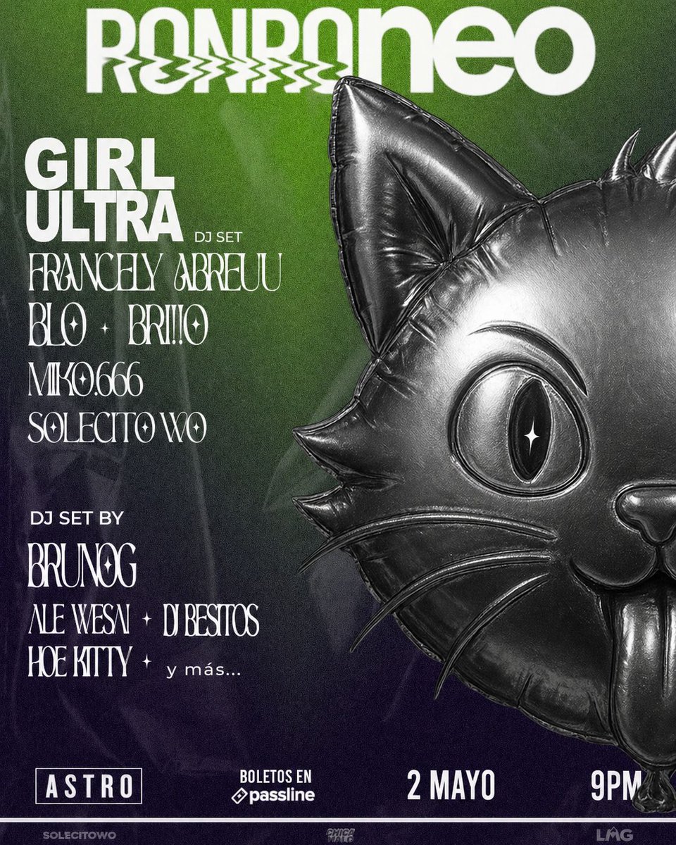 Softshock__'s tweet photo. No me imagino el FOMO de perderme un DJ set de Girl Ultra @grrrlultra, Ale Wesai, DJ Besitos, Brillo y Francely Abreu en un mismo evento.
Gracias a Dios, ahí voy a estar este sábado 2 de mayo en Astro. https://t.co/k0fXfMCGJ1