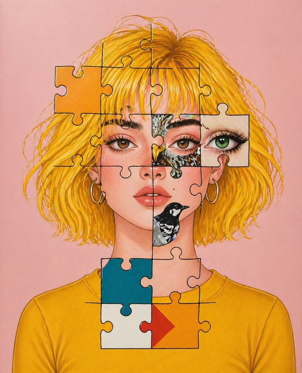 Surreal Jigsaw Portrait Illustration