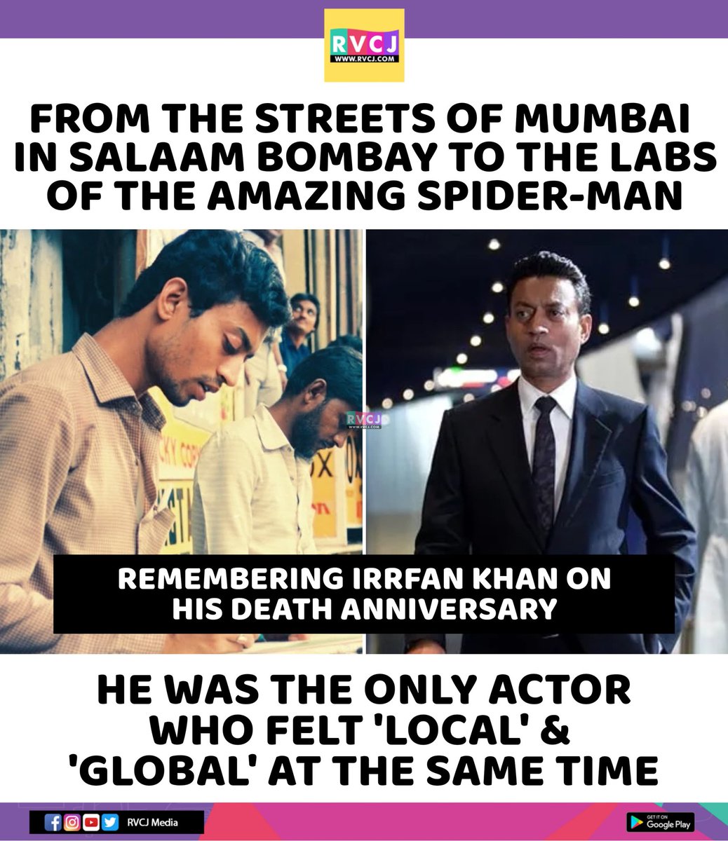 rvcjmovies's tweet image. Remembering Irrfan Khan on his death anniversary 

#irrfan #irrfankhan #bollywood #salaambombay #theamazingspiderman