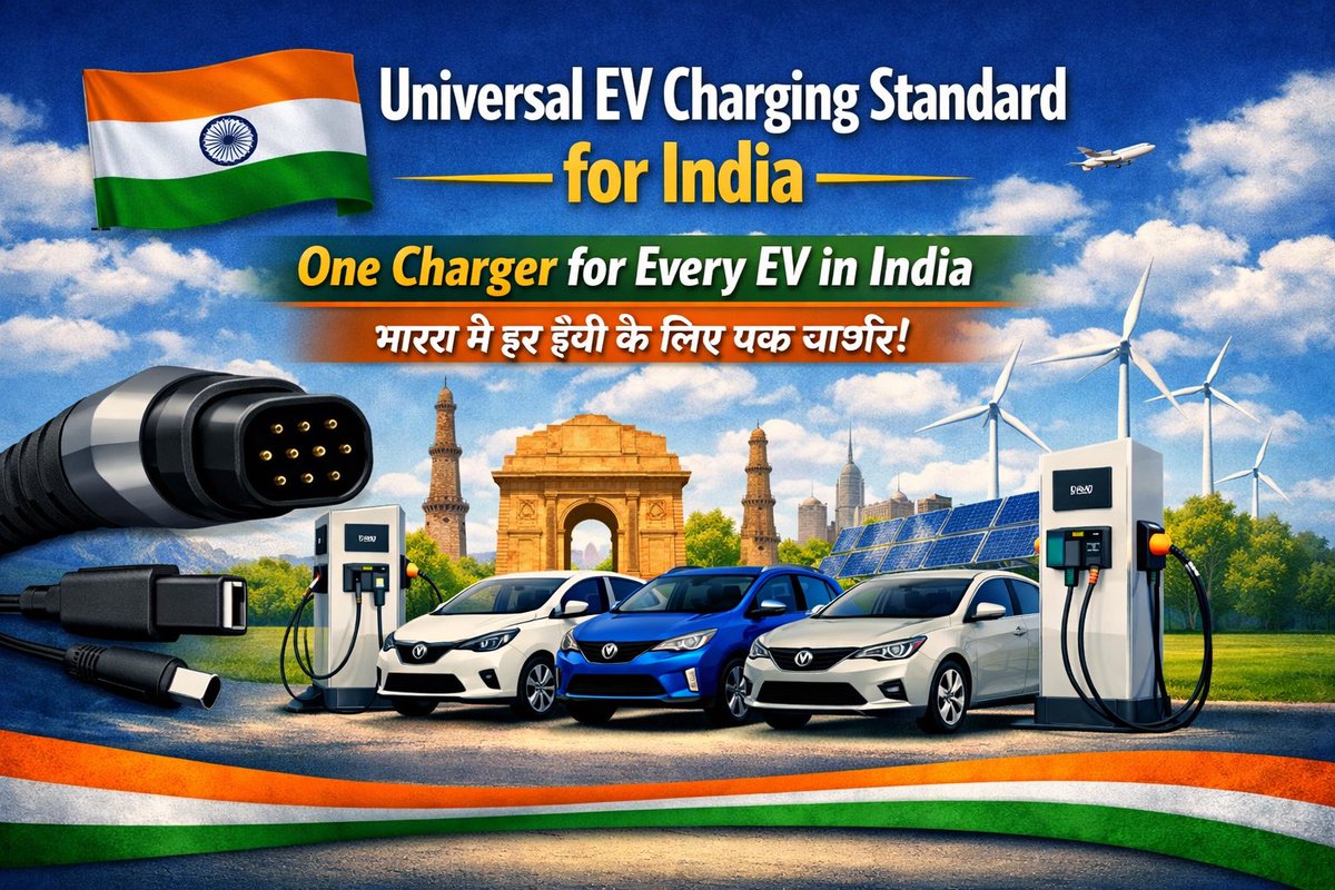 TechyMandeep's tweet photo. It’s time for a Universal EV Charging Standard in India!⚡🔌

One common plug for all EV will boost adoption, convenience, Make in India innovation

Let’s drive towards greener future!🌱
@MHI_GoI @NITIAayog @PowerMinIndia @PIB_India #EV #ElectricVehicles #MakeInIndia #CleanEnergy https://t.co/tT6xvp7RMn