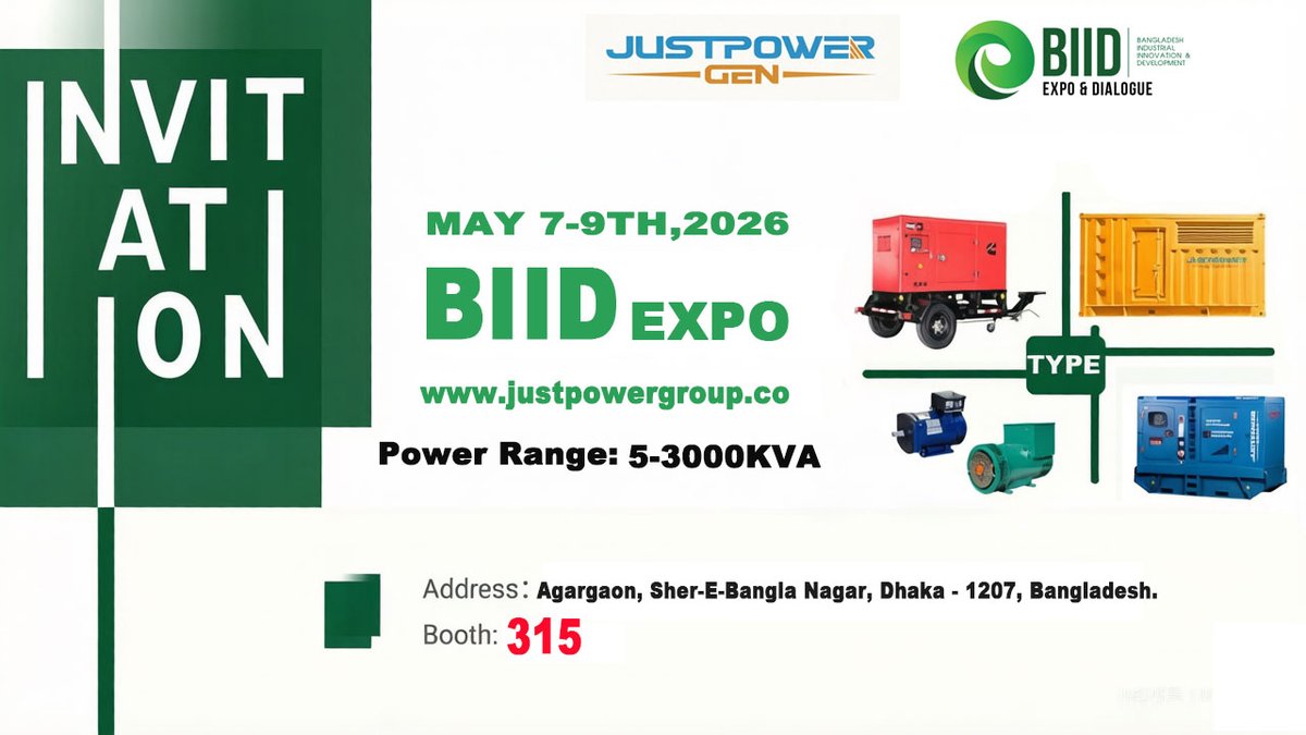 FuanJustPower's tweet image. 🚀 We’re coming to BIID EXPO &amp;amp; DIALOGUE 2026!
📍 Booth 315
📅 May 7–9, 2026
📍 Dhaka, Bangladesh – Agargaon, Sher-E-Bangla Nagar
See you in Dhaka! 🔌⚡
#BIIDExpo2026 #JustPower #PowerSupply #BackupPower #DhakaExpo #EnergySolutions