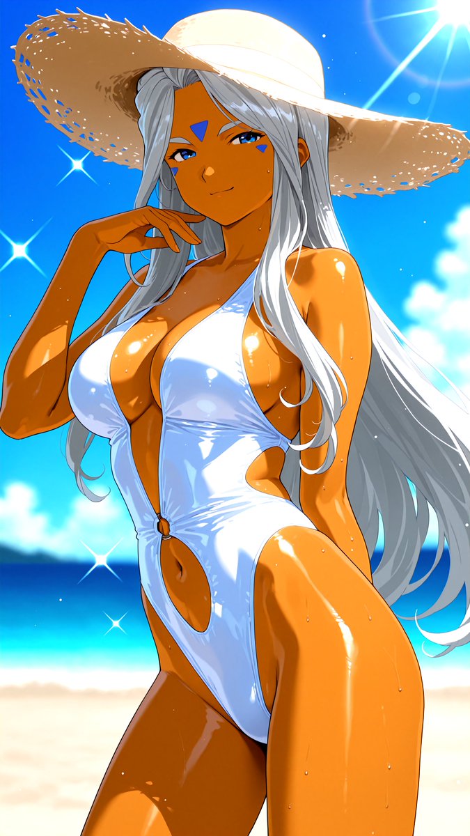 M2_Safe2's tweet photo. 大人のお姉さんな水着のウルドさま on th beach https://t.co/S21yxLY4KU