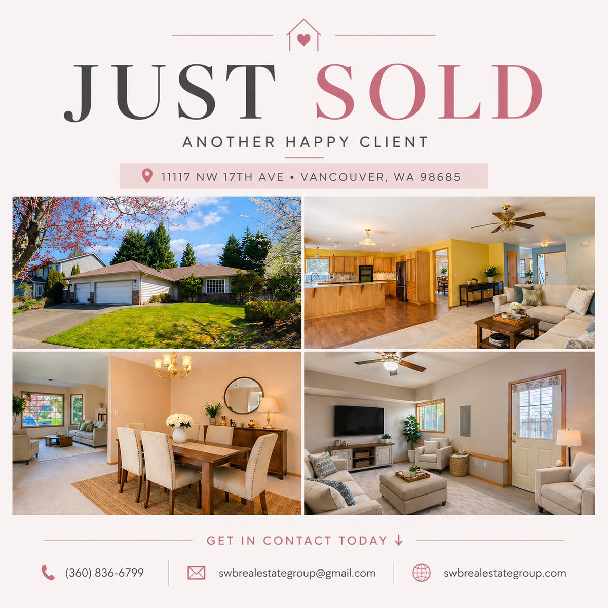 SWBGroup's tweet photo. Just Sold | Vancouver, WA

A seamless closing and another happy client.
If you’re considering buying or selling, we’d love to guide you through the process with strategy and care.

📞 (360) 836-6799
📩 swbrealestategroup@gmail.com
🌐 https://t.co/giJSVCMkRI https://t.co/6hRgW4PxPq