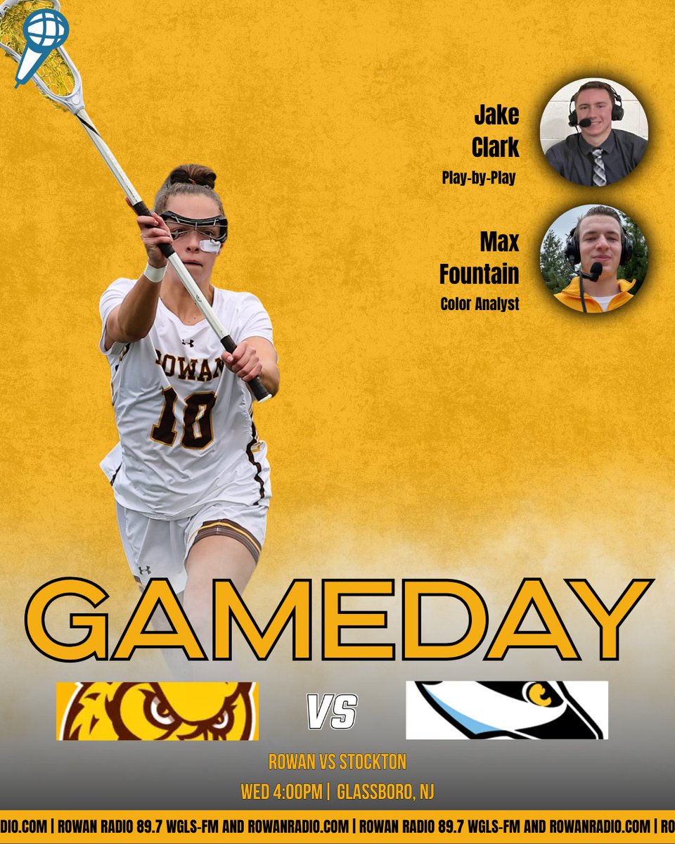 WGLSSports's tweet photo. NJAC SEMIFINAL GAMEDAY!
@RowanWLax takes on Stockton today at 4pm!
PBP: @jclarkannouncer
Color: @max_rfountain
Producing: @OwenTColwell and John Halwood
Live on https://t.co/DaHAVxEjwK Channel 2! #ProfNation https://t.co/kjz42LNLD3