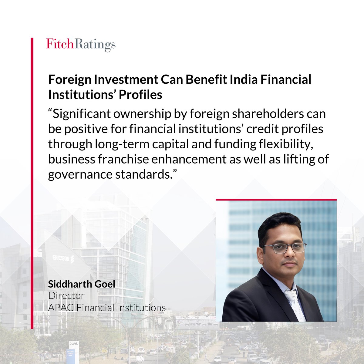 FitchRatings's tweet image. Significant ownership by foreign shareholders can be positive for Indian #financialinstitutions' #credit profiles through long-term capital and funding flexibility, business franchise enhancement and lifting of governance standards. ow.ly/74cF50YOmCN

#APAC #India #NBFIs