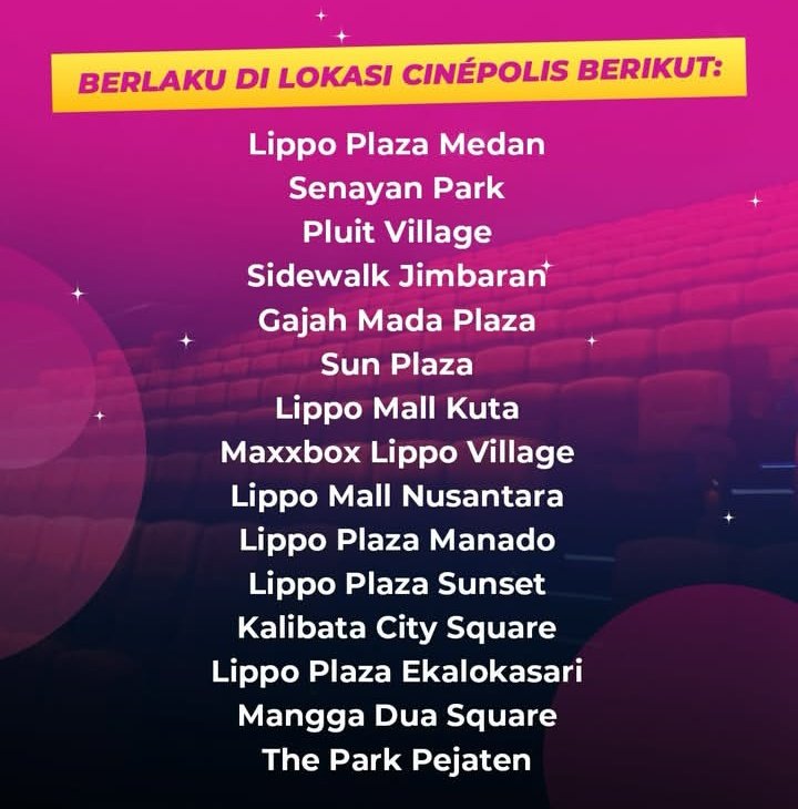 DVELF_SJ's tweet photo. Yang mau cari promo Tiket nonton Cinepolis buy 1 get 1 bisa komen/dm ya, HANYA BERLAKU UNTUK KOTA INI, jam dan film 2D
NO FEE (byr sesuai apk) Cuma mau poin aja.
Testi? Di PIN
fast resp https://t.co/vU15t2JcKD
#zonauang #zonajajan #zonanonton #zonapromo #promononton #zonareceh https://t.co/gcsktbcpfY