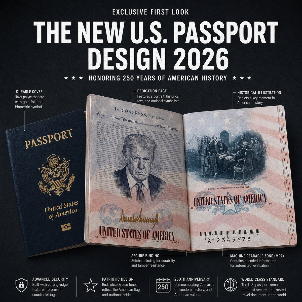graphiciran's tweet photo. Trump US Passport Design 2026: Full Graphic Analysis https://t.co/eyJZqsr78J https://t.co/vlKTSIvS0r