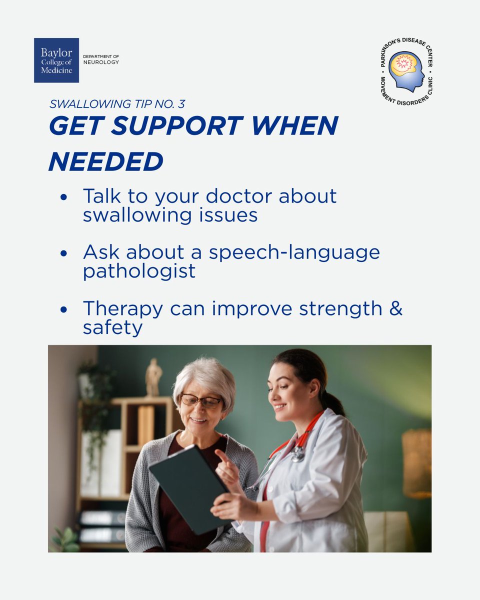 bcmneurology's tweet photo. @JankovicJoseph @PDCMDC Get support when needed: talk with your care team about changes. A speech-language pathologist can help improve strength, safety, and confidence. https://t.co/89HQCHcjoZ