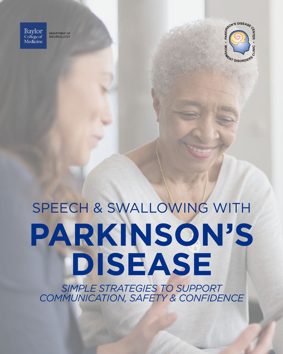 bcmneurology's tweet photo. THREAD 🧵: Speech &amp; swallowing changes are common in Parkinson’s, but simple daily strategies can help support clearer communication and safer eating. 

@JankovicJoseph
@PDCMDC https://t.co/EHYMncOzGm
