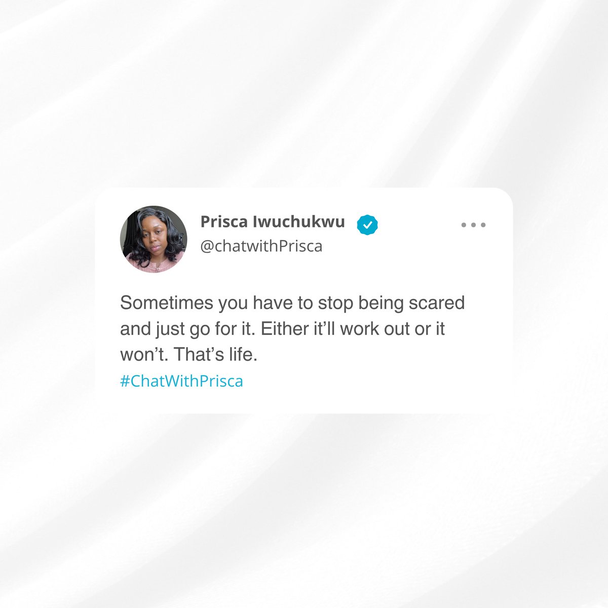 IwuchukwuPrisca's tweet image. Stop being scared and move.
God can’t direct steps you refuse to take.

#NoRegrets #StepOutInFaith  #ChatWithPrisca