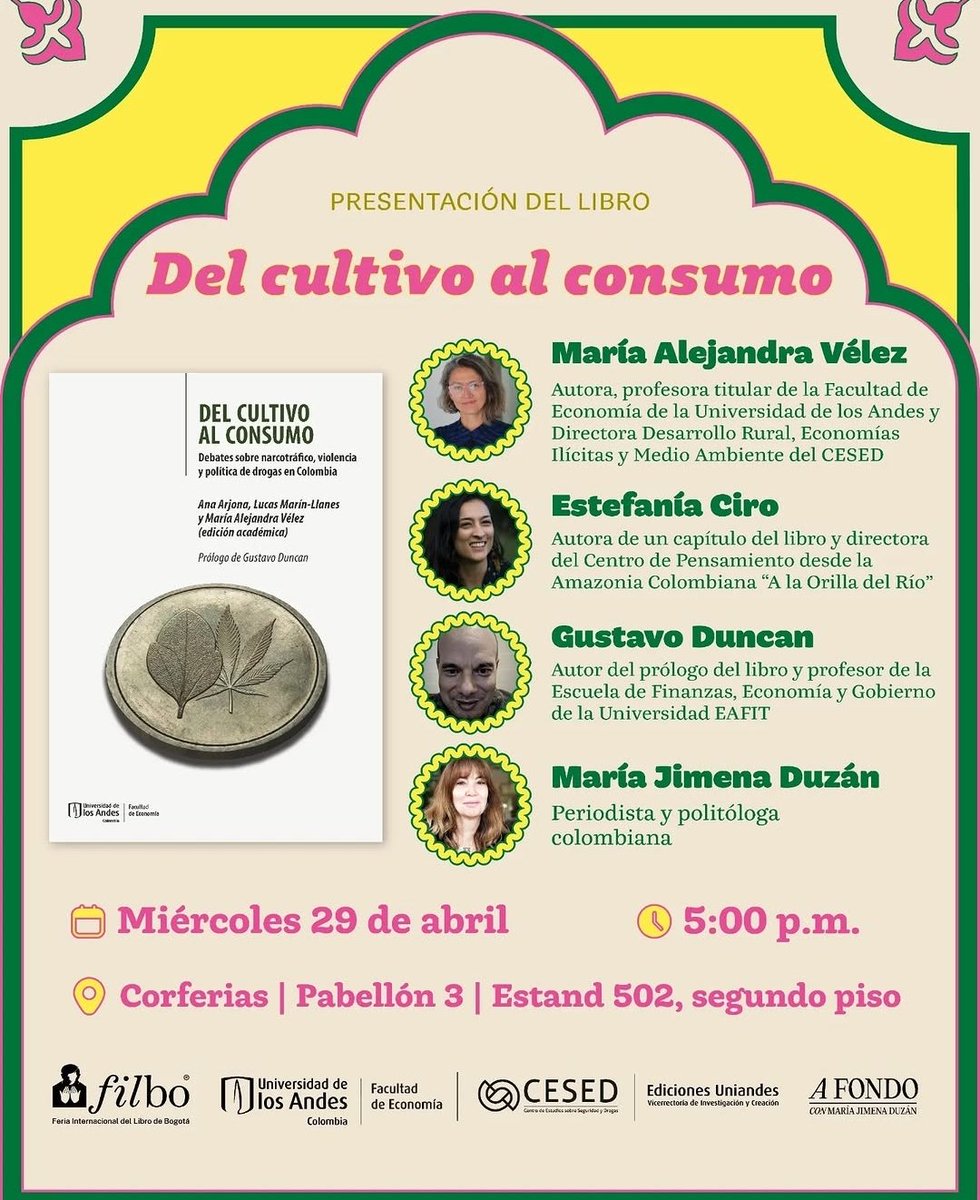 yecasyecas's tweet photo. #filbo2026 #edicionesuniandes #cultivo #consumo #narcotráfico https://t.co/FnxuL47Mue