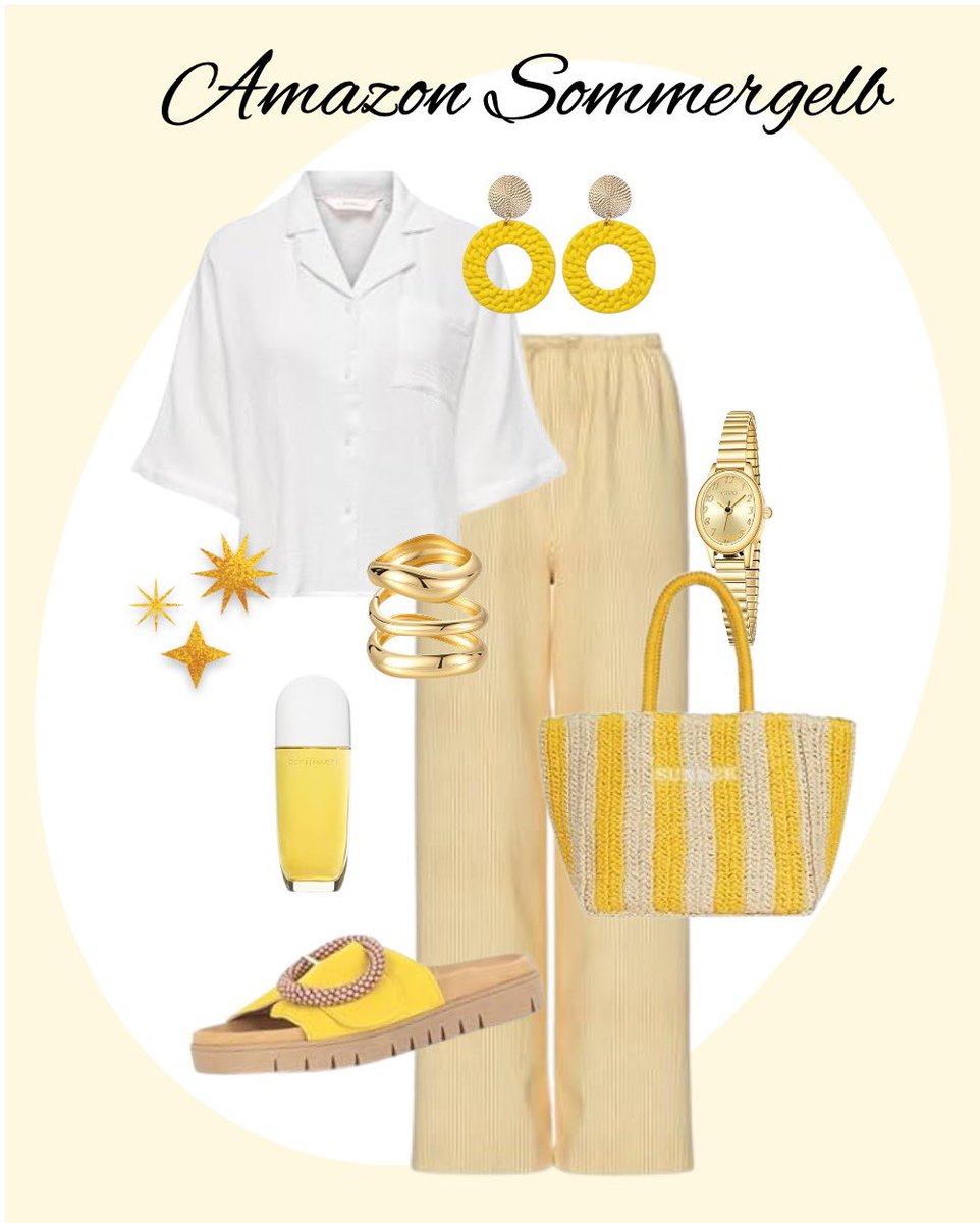 SparfuchsL's tweet photo. https://t.co/X4xsEuxCEQ Amazon Sommerlook in Creme &amp; Gelb 💛☀️
Luftige Bluse, weite Hose, gelbe Sandalen, Tasche &amp; goldene Accessoires – perfekt für warme Tage und Urlaub. https://t.co/amh9CH2pWN