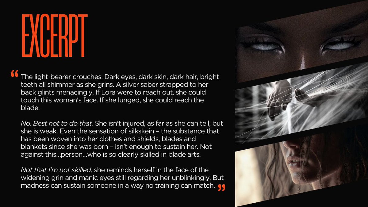 AlienWrites's tweet image. Presenting my #agentsguide to CHILD OF SILK AND SHIELD, featuring:

🩸 a madness tied to blood
🕸️ adventures through the remnants of a ruined kingdom
🗡️ tenuous partnerships born of survival and sarcasm

+ my personal fave:
🏳️‍🌈 reluctant-allies-to-lovers yuri!

#QuestPit #W #A #F