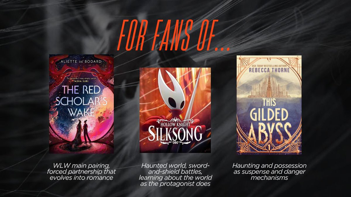 AlienWrites's tweet image. Presenting my #agentsguide to CHILD OF SILK AND SHIELD, featuring:

🩸 a madness tied to blood
🕸️ adventures through the remnants of a ruined kingdom
🗡️ tenuous partnerships born of survival and sarcasm

+ my personal fave:
🏳️‍🌈 reluctant-allies-to-lovers yuri!

#QuestPit #W #A #F