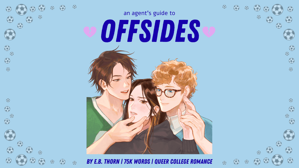 ebthornwriter's tweet image. For #QuestPit here's a new-and-improved #agentguide for my 75k m/m college love triangle romance 💔OFFSIDES💔

HEATED RIVALRY x DEEP END w/ big 5 editor interest!

#A #NA #R #LGBT #Q #amquerying