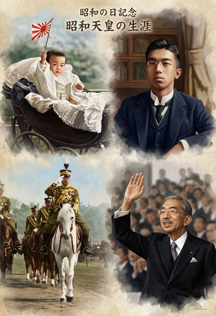 今日は、#昭和の日 そこで昭和天皇の御生涯を偲んで1枚にまとめてみ