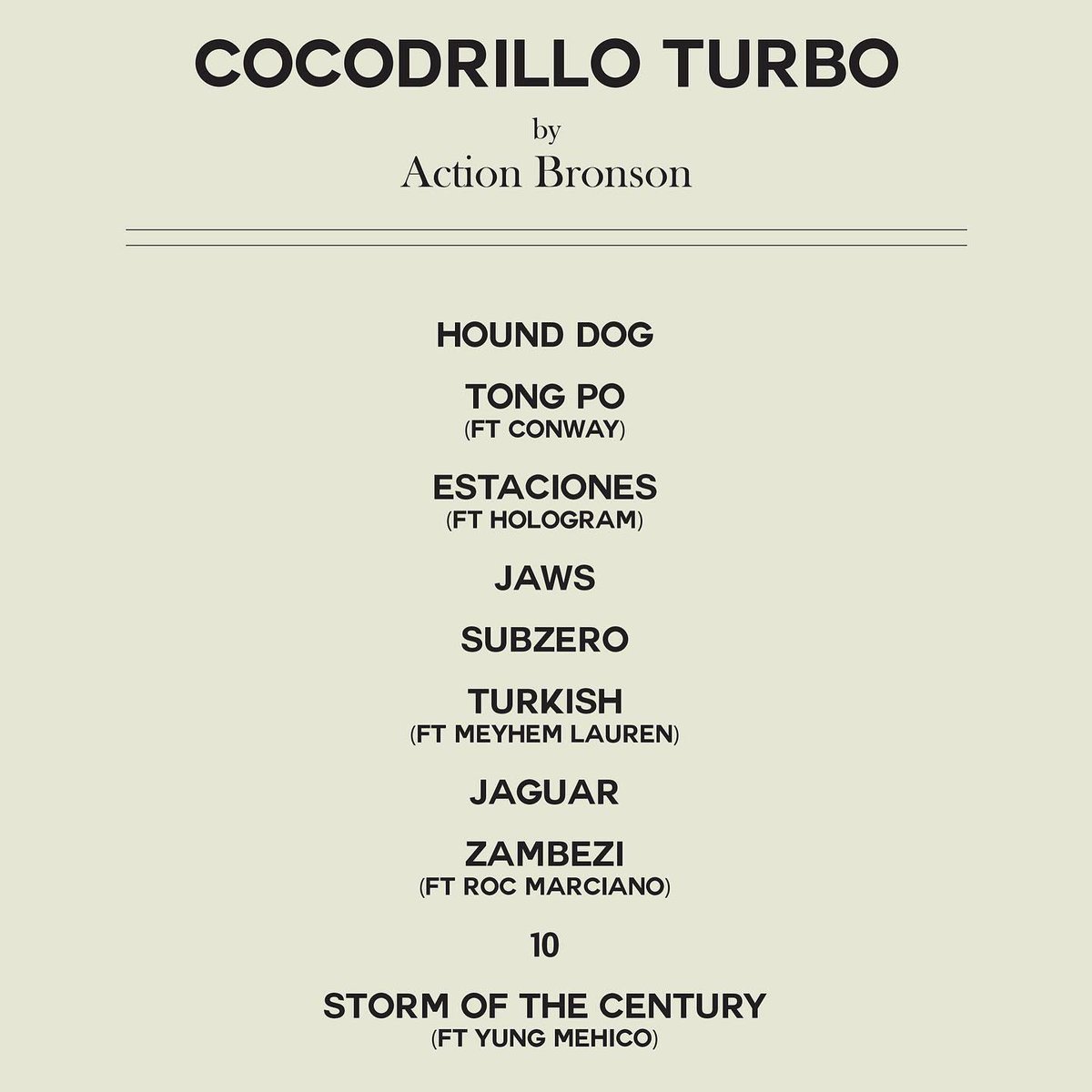 spacecowboyhash's tweet image. April 29th, 2022. 

Happy 4th anniversary to @ActionBronson's "Cocodrillo Turbo". 🐊