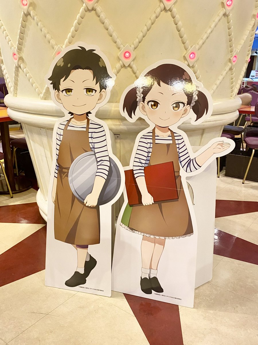 スパファミのスイパラコラボ、
ダミとベキの給仕姿があまりにも似合わなくて「セレブって違うな〜」なんて思った（二次元相手に）
