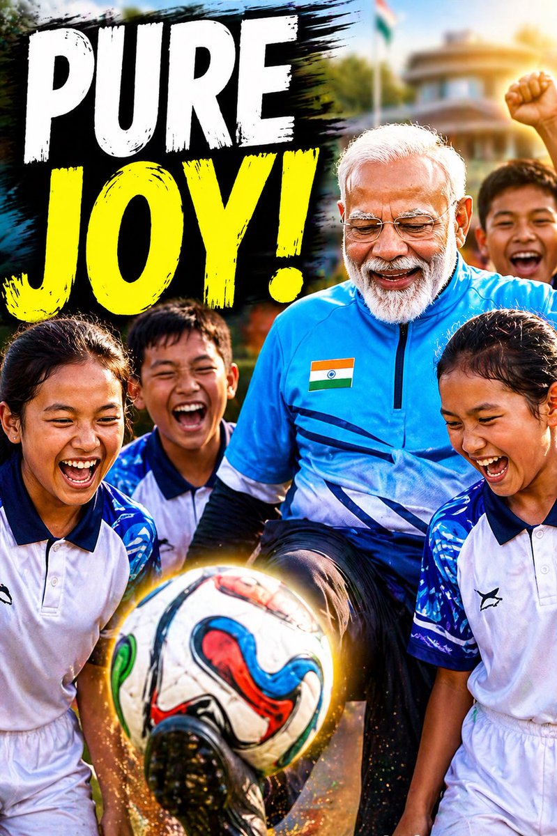nparmar078's tweet photo. You don’t see this every day…

PM Modi joins kids for a football moment in Northeast India ❤️⚽

Simple. Powerful. Human.

Watch full video 👇

https://t.co/Jowdvf3IGJ

#PMModi #Football #India #PositiveNews #WorldNews https://t.co/P5PnPdJbUh