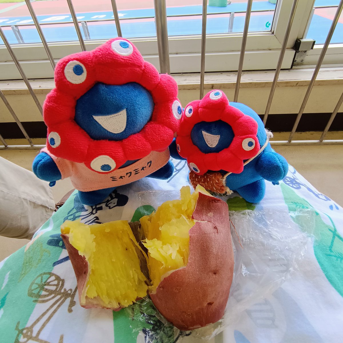 _A035624's tweet photo. どこにお出かけしたのでしょうか❓➜ヒント：お芋200円＆お茶飲み放題 #万博ぬいぐるみ部 #ぬい撮り #ミャクミャク https://t.co/v3YDXDiUSE