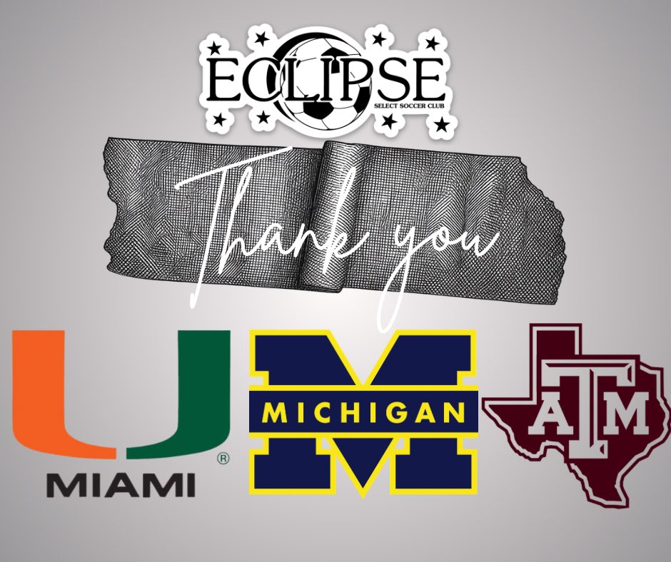 eclipse2010ecnl's tweet photo. Thank you               @canesfutbol @umichwsoccer
@aggiesoccer                             for attending our practice tonight!! We appreciate your time!! https://t.co/lBL1CM868y