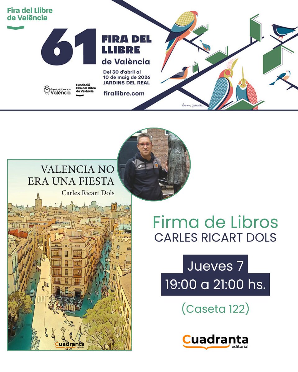 garbellar's tweet photo. 📚Si te apetece pasarte por la Feria del Libro de Valencia, en el Jardín de Viveros, te espero para saludarte.

📝Estaré estos 2 días firmando ejemplares de VALENCIA NO ERA UNA FIESTA.

🦇Amunt y Lim Go Home! https://t.co/hxhMtM5ifC